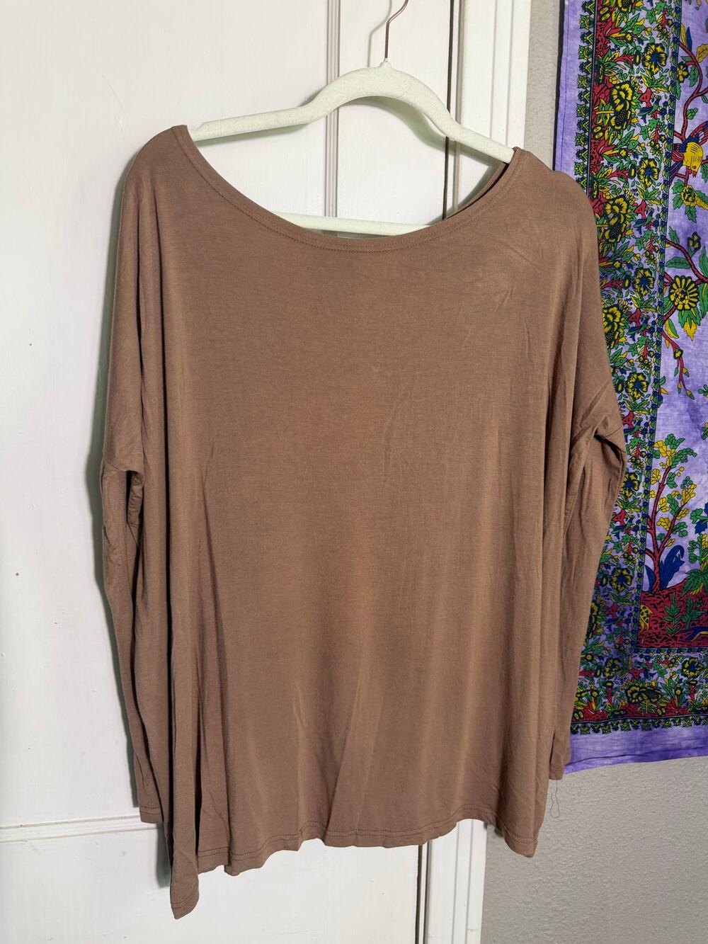 Piko Brown Oversized Dolman Batwing Top Size M Slouchy Boho Tunic